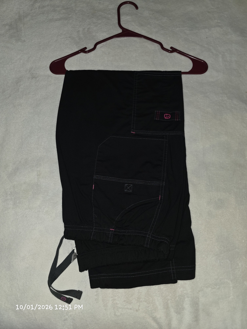 WonderWink Black Scrub Pants with Pink Accents Xl Petite